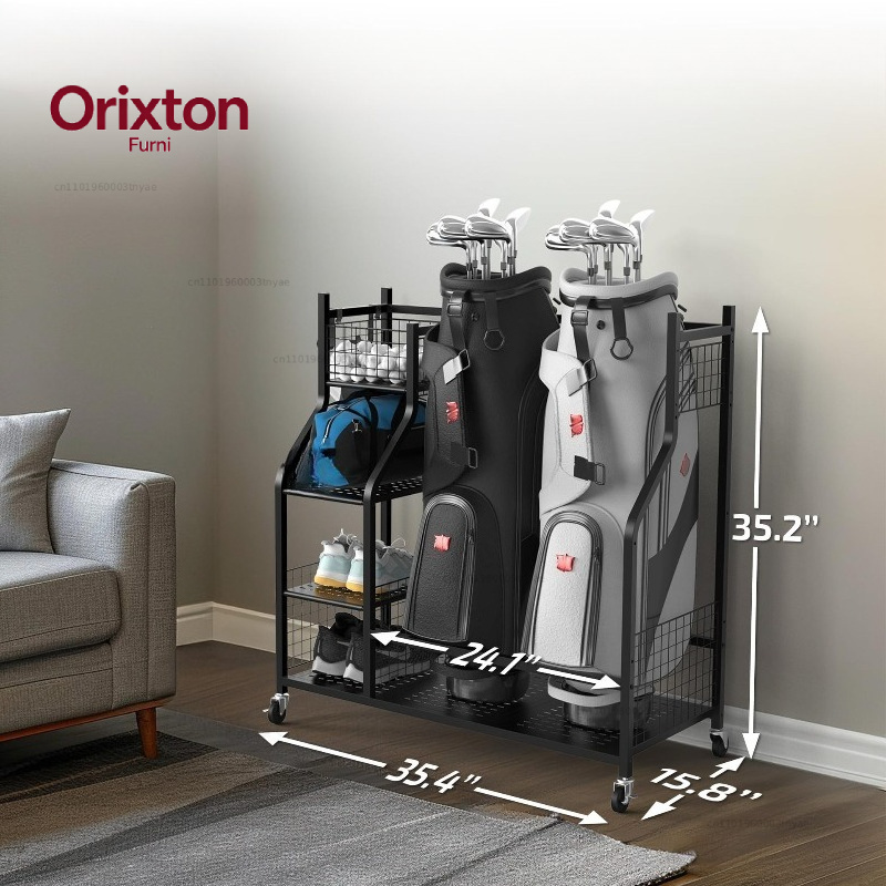 Golf Equipment Garage Storage - Golf Bag Storage Rack, Club Display