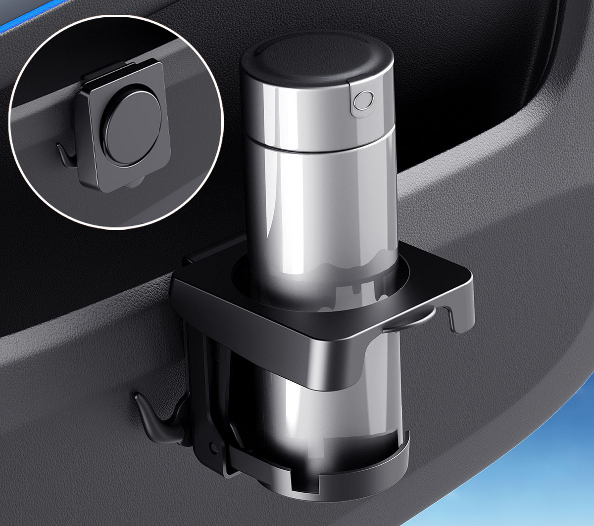 Golf Equipment Holder - Universal Foldable Car Door Cup Holder