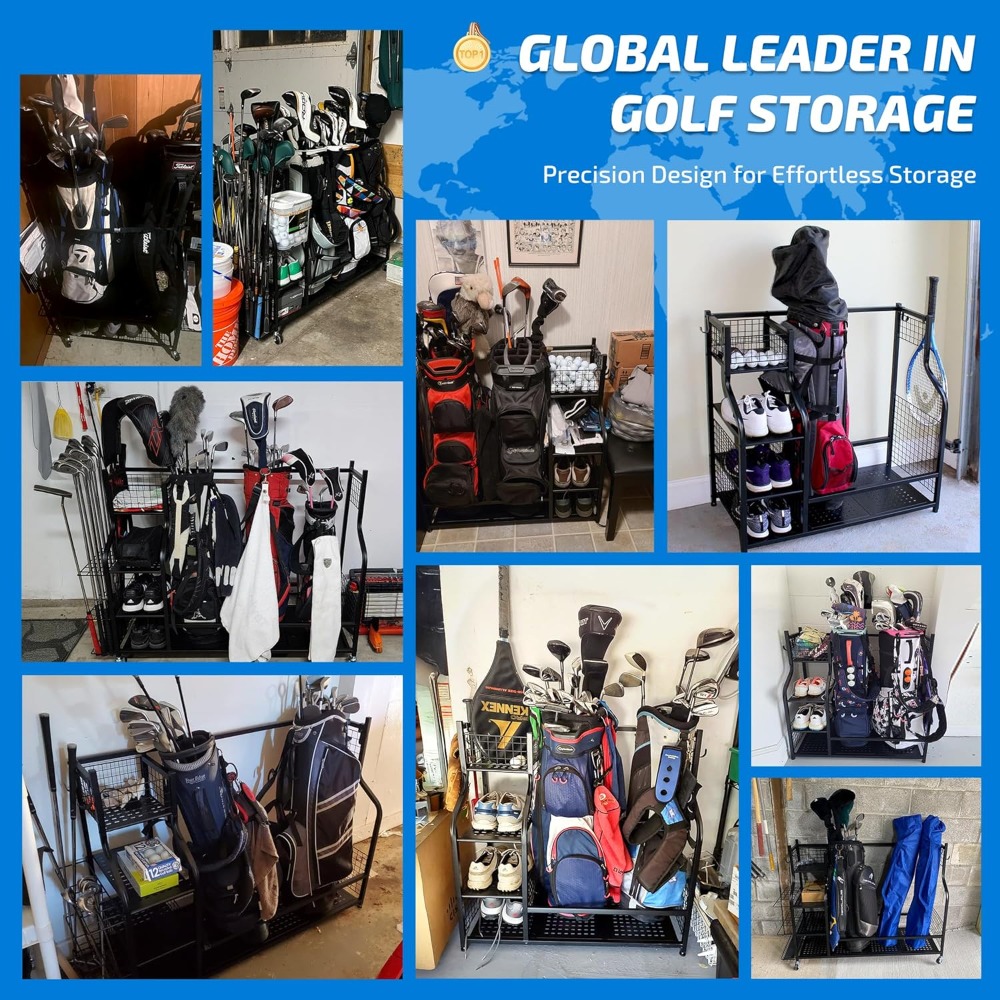 Golf Equipment Garage Storage - Extra Large Golf Bag Storage Stand