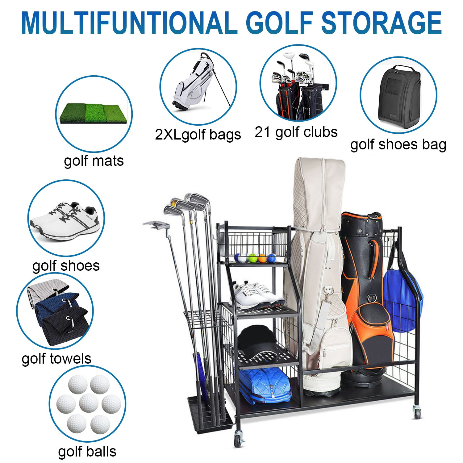 Golf Bag Storage Garage Organi - Golf Equipment Garage Storage recension och pris
