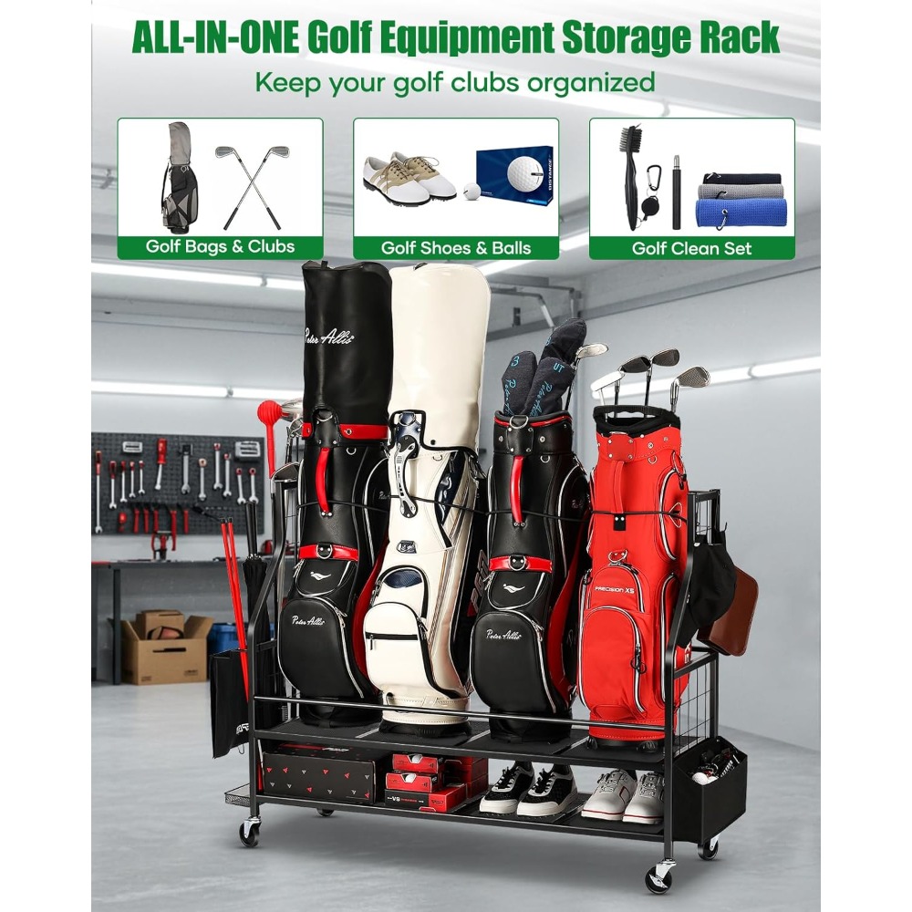 Golf Bag Storage Rack on Wheel - Golf Equipment Garage Storage recension och pris
