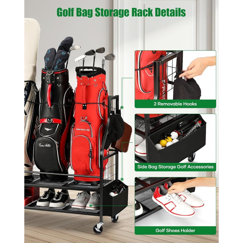 Golf Bag Storage Rack on Wheel - Golf Equipment Garage Storage recension och pris