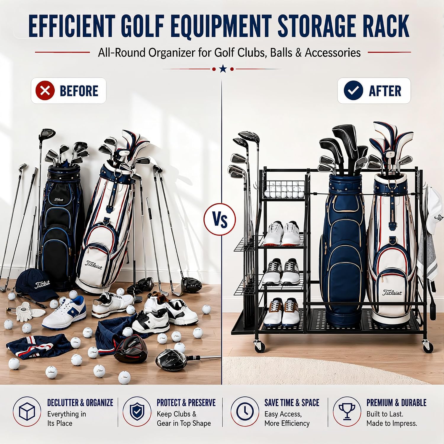 Heavy Duty Golf Bag Storage Ra - Golf Equipment Garage Storage recension och pris