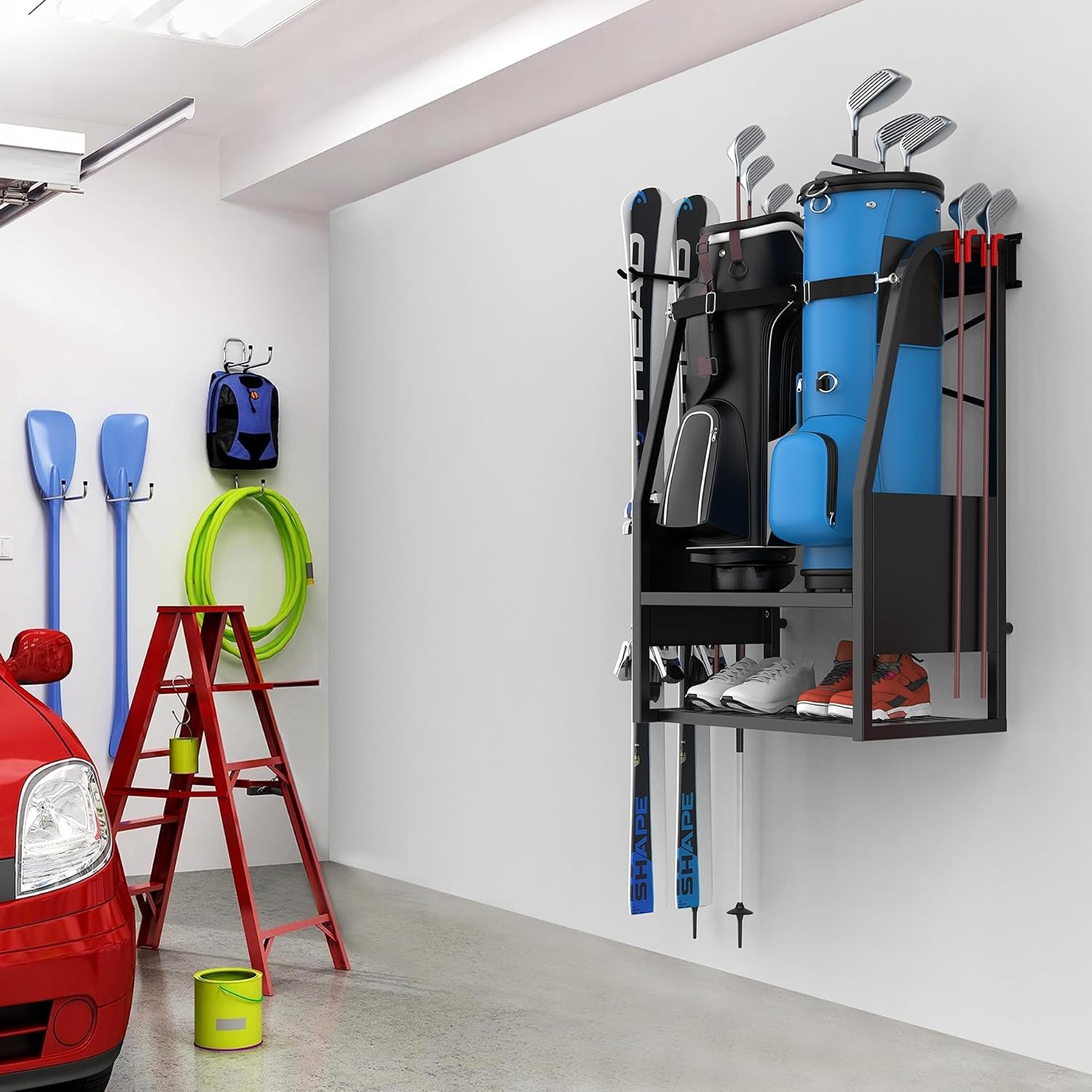 Wall Mounted Golf Bag Organize - Golf Equipment Garage Storage recension och pris