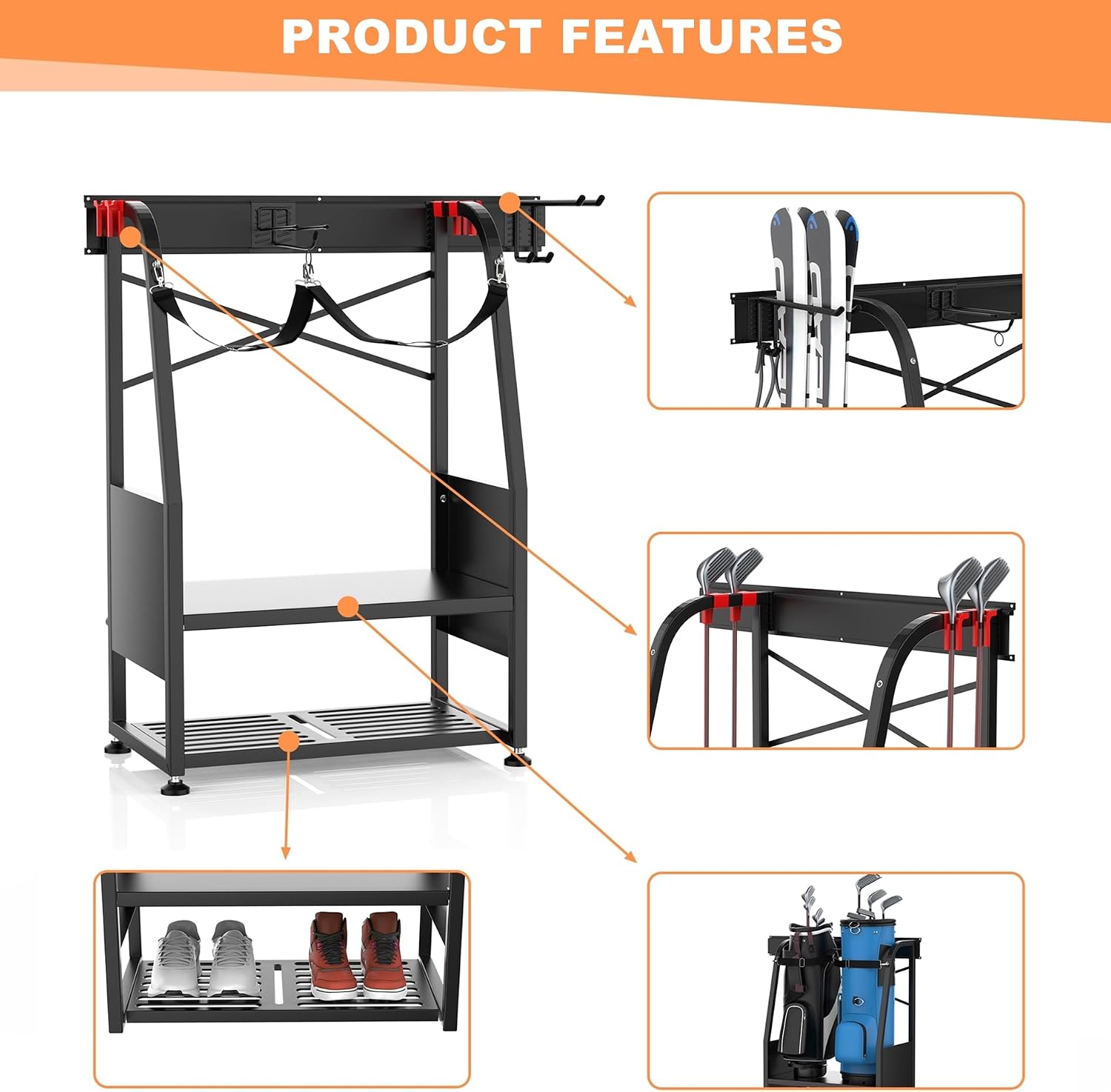 Wall Mounted Golf Bag Organize - Golf Equipment Garage Storage recension och pris