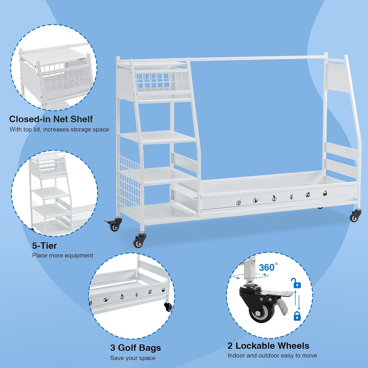 Metal Golf Bag Storage Garage  - Golf Equipment Garage Storage recension och pris