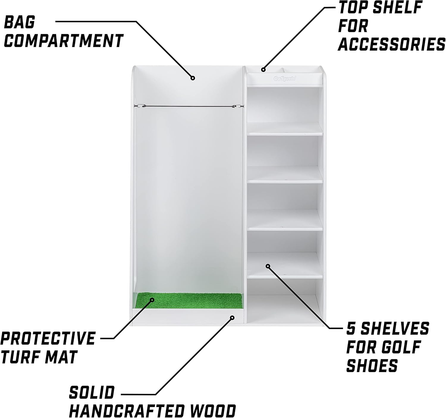 Premium Wooden Golf Bag Storag - Golf Equipment Garage Storage recension och pris