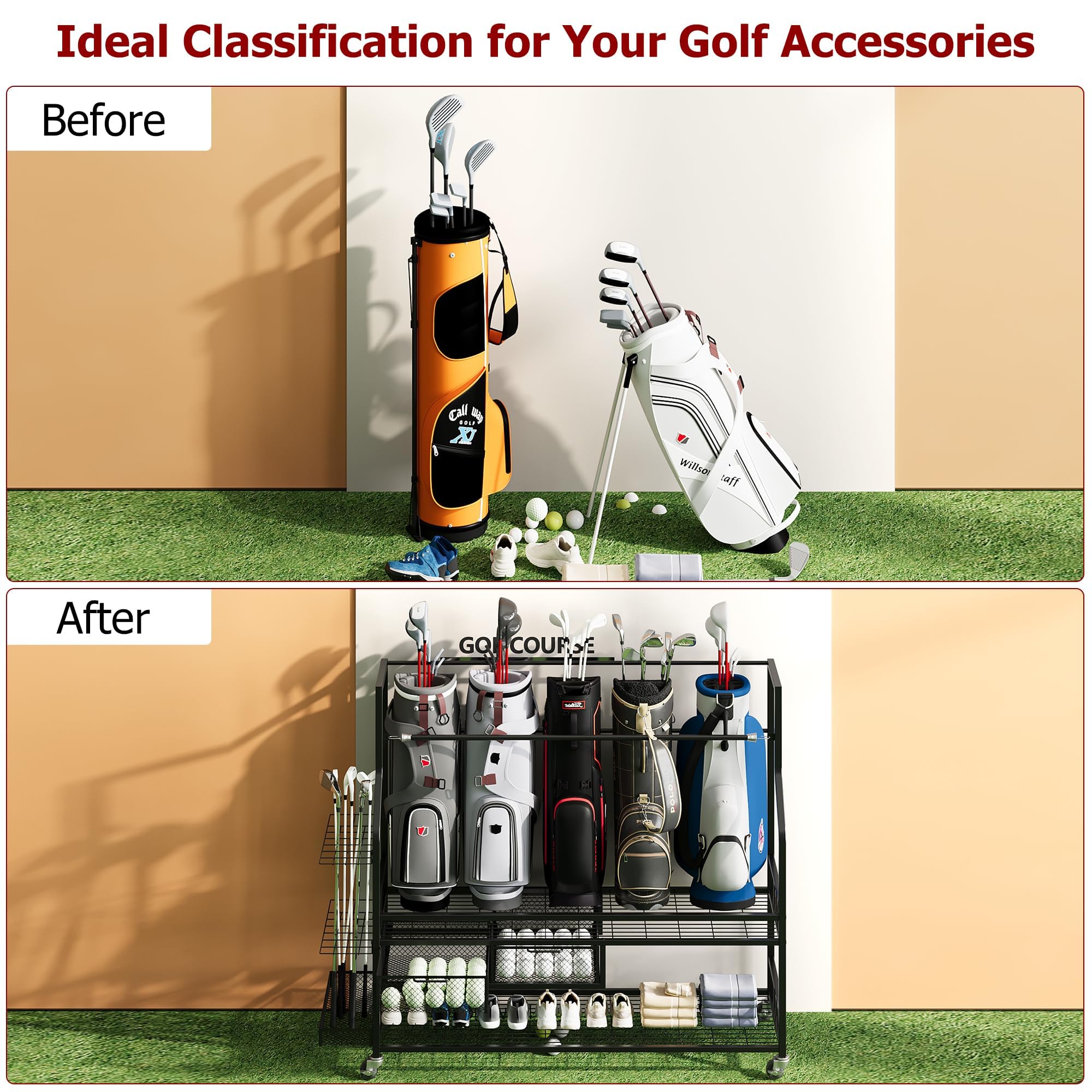 Golf Bag Storage Organizer for - Golf Equipment Garage Storage recension och pris