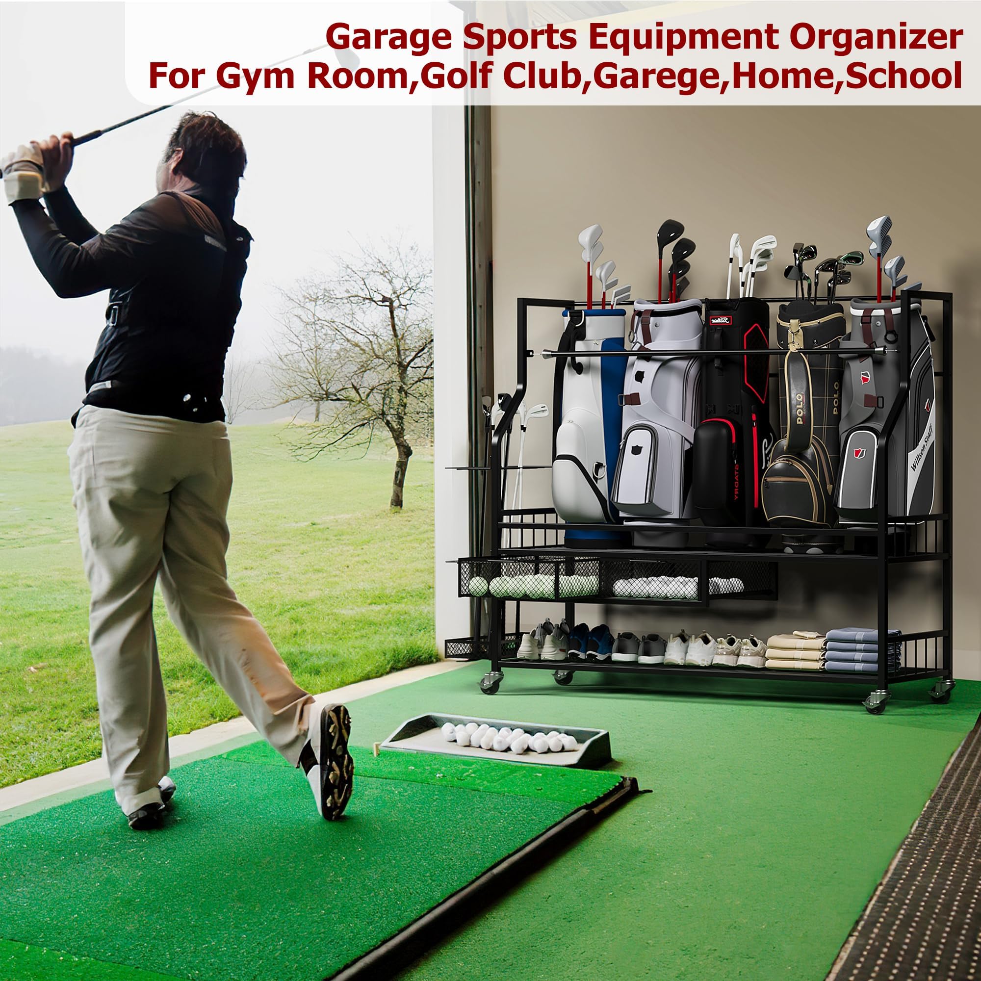 Golf Bag Storage Organizer for - Golf Equipment Garage Storage recension och pris